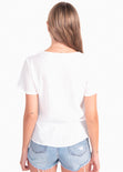 Blusa manga corta con bolillo en escote para mujer - Flashy