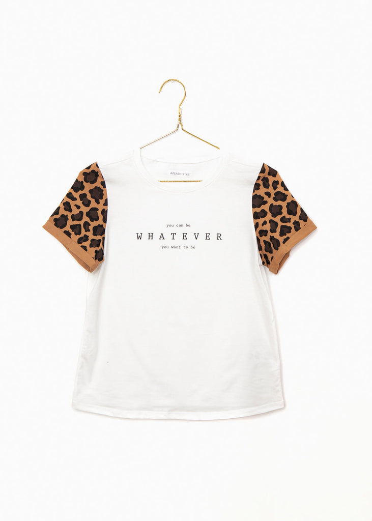 Camiseta estampada con mangas de leopardo para mujer - Flashy