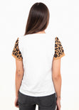 Camiseta estampada con mangas de leopardo para mujer - Flashy