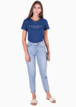 Camiseta estampada con mangas de ojalillo "Happiness" para mujer - Flashy