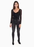 Blusa anudada en escote manga larga para mujer - Flashy