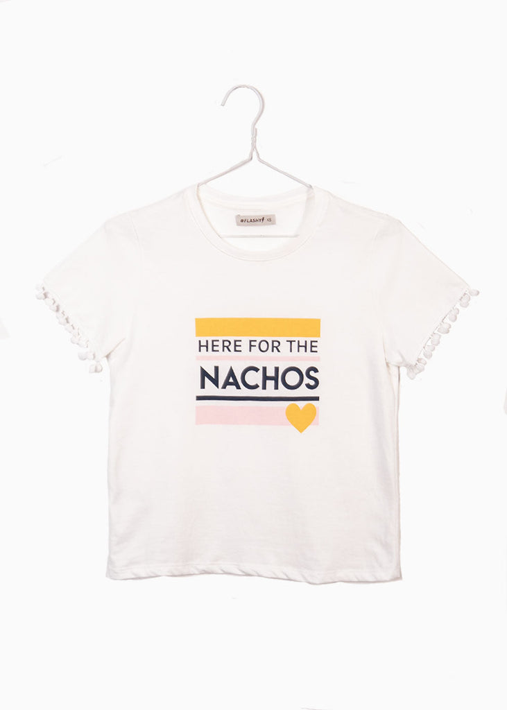 Camiseta estampada "Here for the nachos" para mujer - Flashy