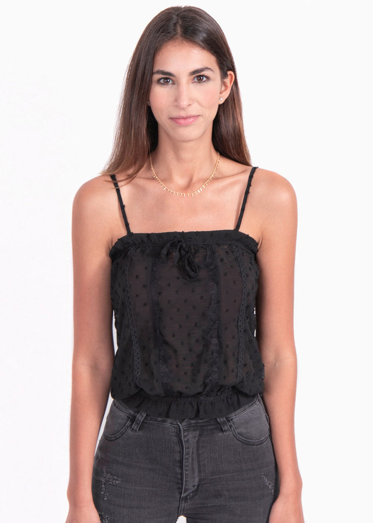 Blusa de tiras con anudado y resorte para mujer - Flashy