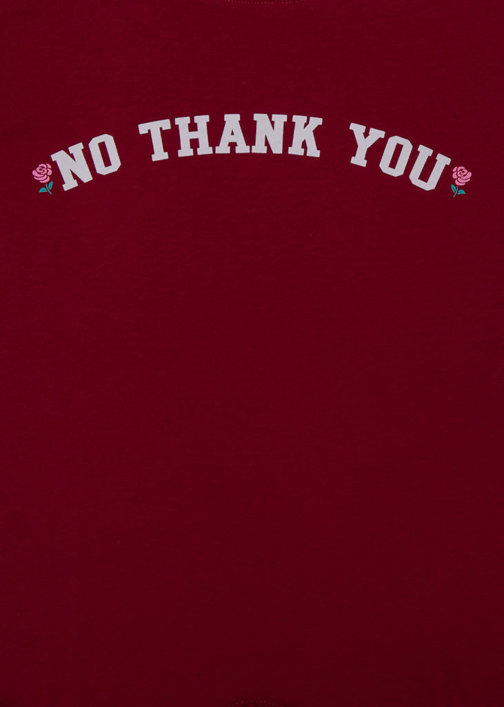 Camiseta estampada "No Thank You" para mujer flashy