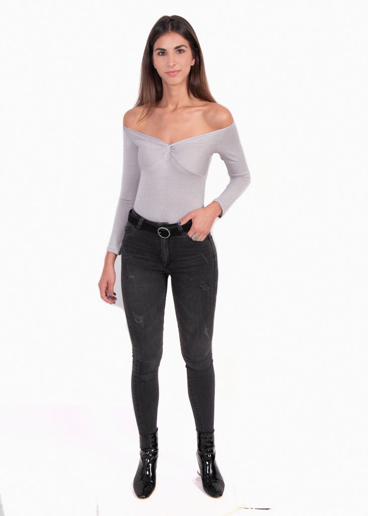 Blusa off shoulder manga larga para mujer - Flashy