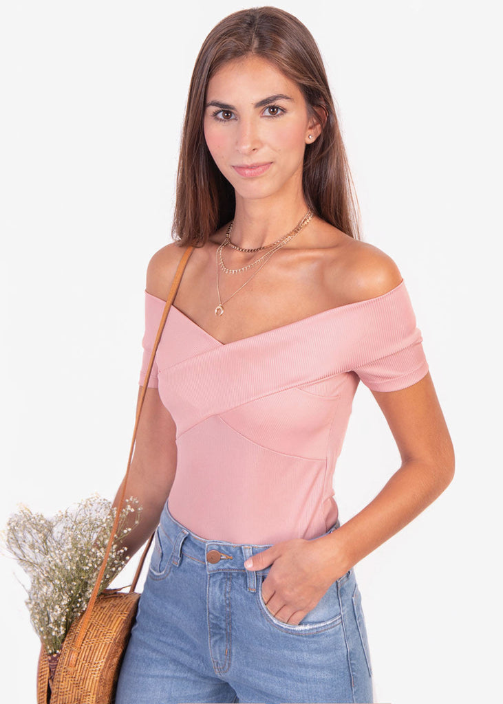 Blusa campesina con cruce en escote para mujer - Flashy
