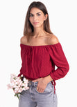 Blusa crop manga larga off shoulder para mujer - Flashy