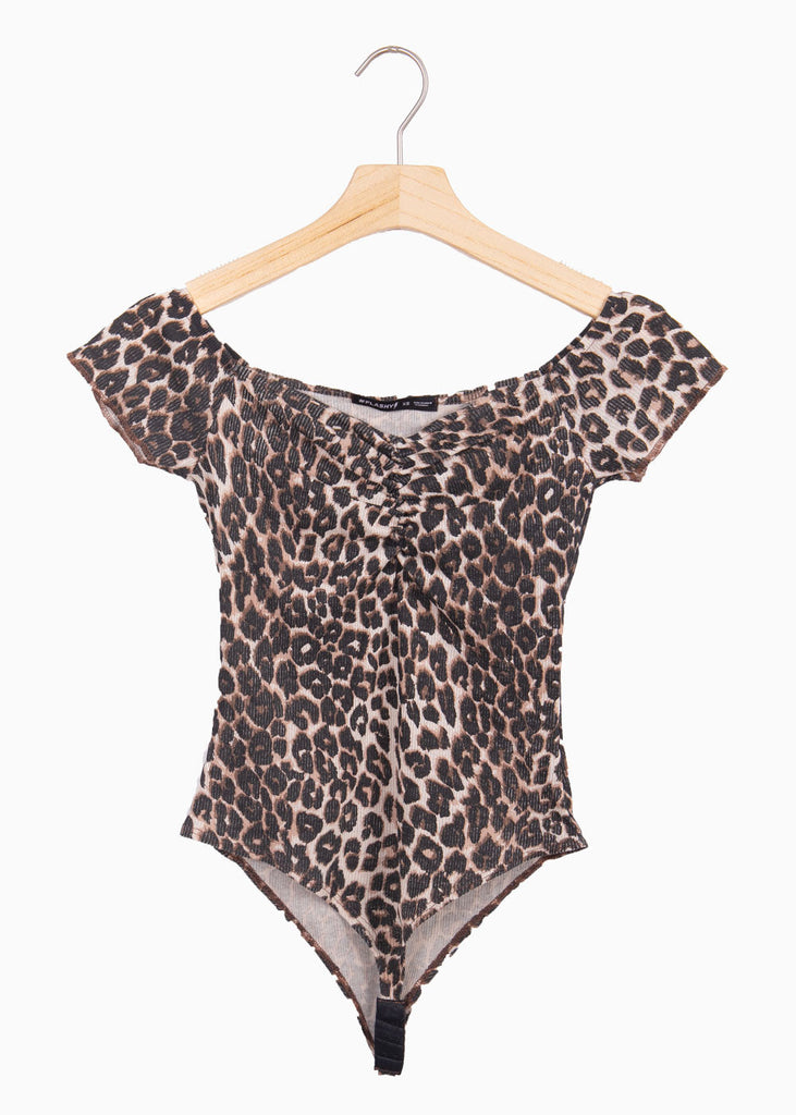 Body off shoulder con estampado de animal print para mujer - Flashy