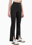 Pantalón tipo legging stretch con abertura color negro para mujer - Flashy