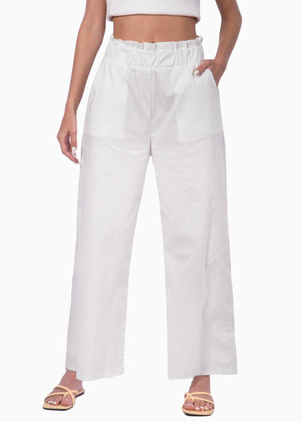 Pantalón wide leg tiro alto color blanco para mujer - Flashy