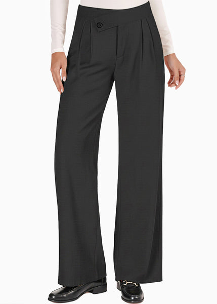 Pantalón wide leg con pretina cruzada - HELECHO.NEGRO