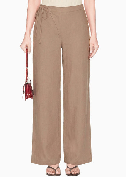 Pantalón wide leg con pretina larga cruzada - MINNESOTA