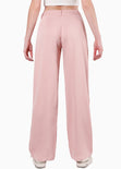 Pantalón wide leg de tiro bajo color rosado para mujer - Flashy