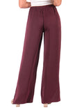 Pantalón wide leg tiro alto color vino para mujer - Flashy