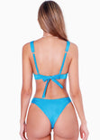 Panty de vestido de baño con la pretina en v color azul para mujer - Flashy
