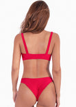 Panty de vestido de baño con la pretina en v color rojo para mujer - Flashy