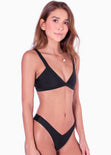 Panty de vestido de baño con la pretina en v color negro para mujer - Flashy