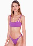 Panty de vestido de baño con tiras en los costados color morado para mujer - Flashy