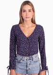 Blusa manga larga con botones de pasta para mujer - Flashy