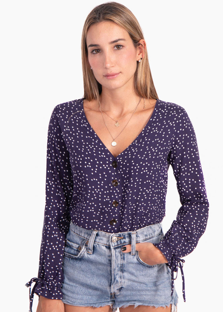 Blusa manga larga con botones de pasta para mujer - Flashy