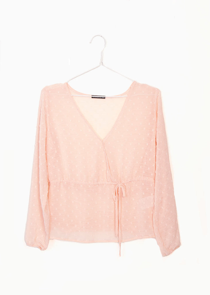 Blusa cruzada manga larga con cinta para mujer - Flashy