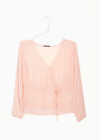 Blusa cruzada manga larga con cinta para mujer - Flashy