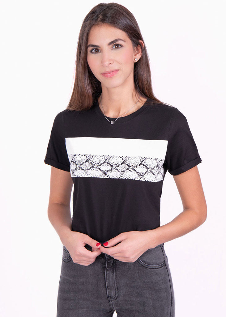 Camiseta estampada rayas python para mujer - Flashy