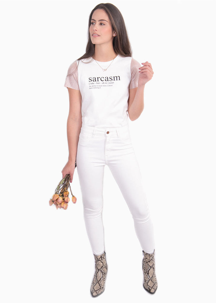 Camiseta estampada "sarcasm" para mujer - Flashy