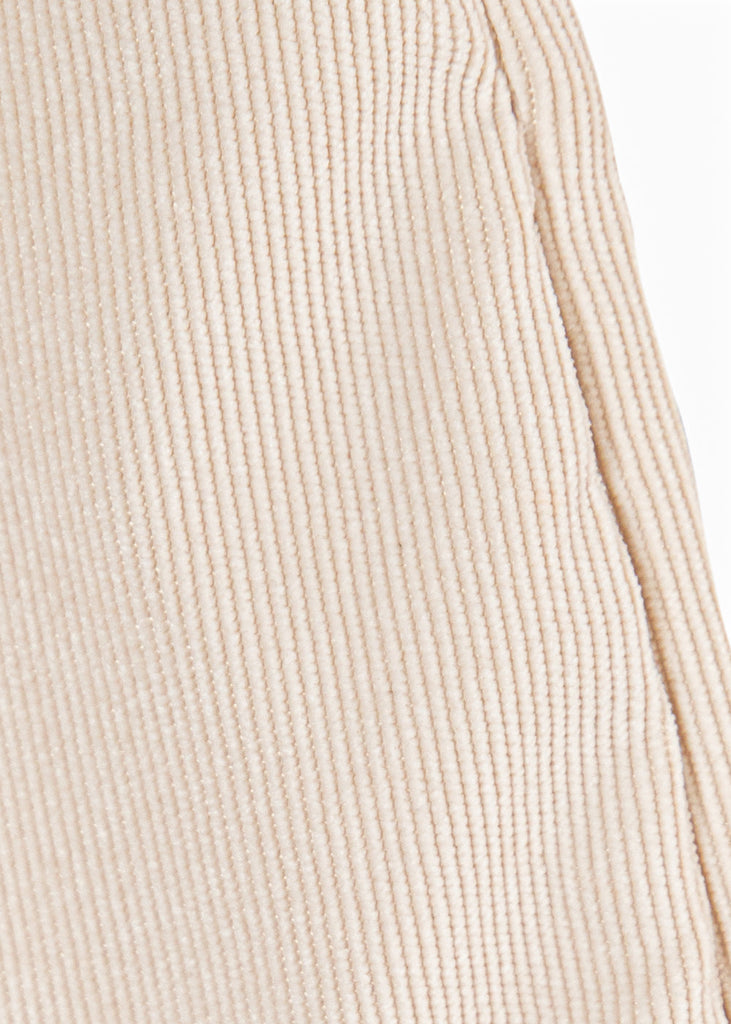 Short de corduroy tipo sastre de tiro alto y con pinzas color beige para mujer - Flashy