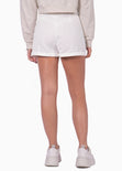 Short tiro alto de lino color blanco, marfil para mujer - Flashy