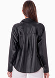 Sobrecamisa manga larga tipo cuero color negro para mujer - Flashy