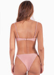 Top de vestido de baño con escote cuadrado color rosado para mujer - Flashy