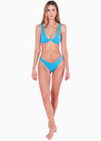 Top de vestido de baño con varilla tipo triángulo color azul para mujer - Flashy