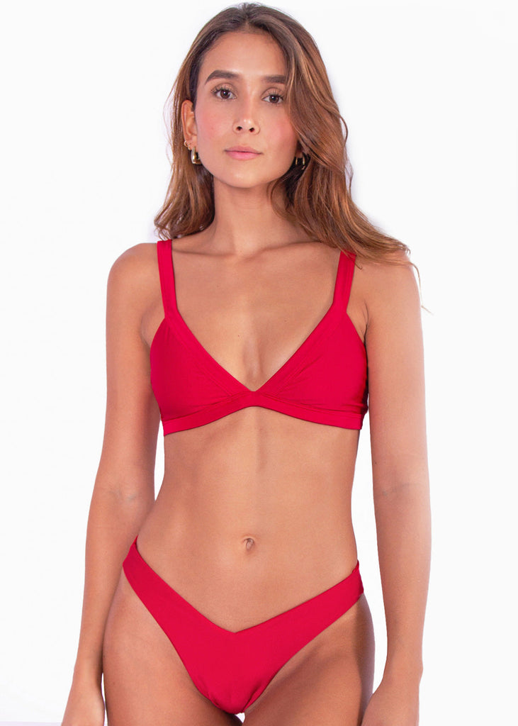 Top de vestido de baño de triángulo color rojo para mujer - Flashy
