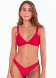 Top de vestido de baño de triángulo color rojo para mujer - Flashy
