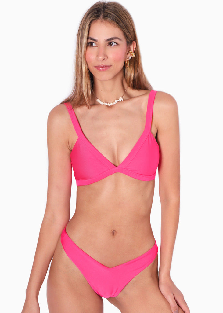 Top de vestido de baño de triángulo color fucsia para mujer - Flashy