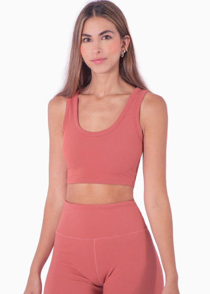 Top deportivo de tiras color terracota para mujer - Flashy