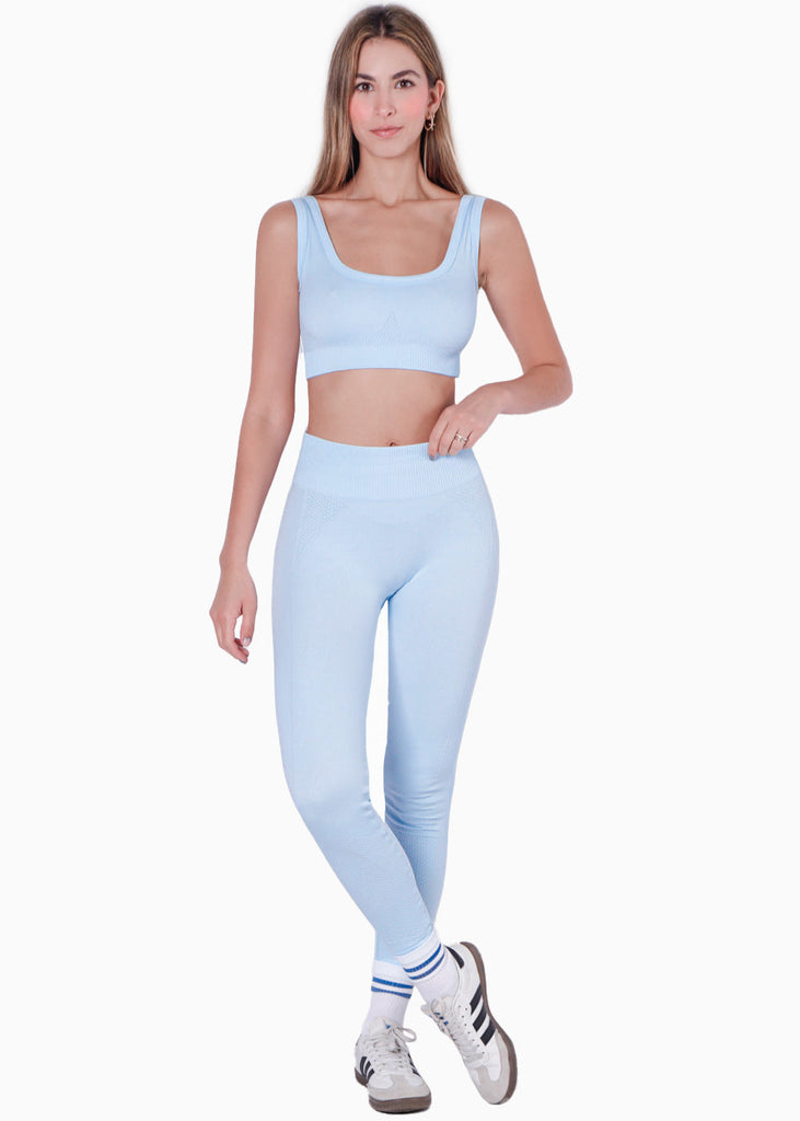Top deportivo de tiras con escote cuadrado color azul para mujer - Flashy