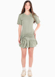 Vestido con pieza anundada en delantero color verde para mujer - Flashy