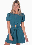 Vestido corto con aro y mangas abullonadas color azul para mujer - Flashy
