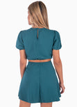 Vestido corto con aro y mangas abullonadas color azul para mujer - Flashy