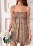 Vestido corto de tiras con estampado de animal print color café para mujer - Flashy