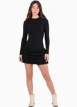 Vestido corto manga larga y falda con boleros - OTOÑO.NEGRO