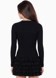 Vestido corto manga larga y falda con boleros - OTOÑO.NEGRO