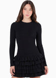 Vestido corto manga larga y falda con boleros - OTOÑO.NEGRO