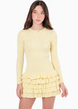 Vestido corto manga larga y falda con boleros - OTOÑO.AMARILLO