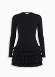 Vestido corto manga larga y falda con boleros - OTOÑO.NEGRO