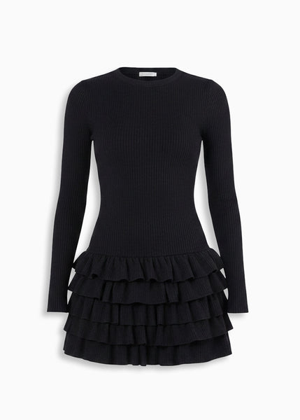 Vestido corto manga larga y falda con boleros - OTOÑO.NEGRO