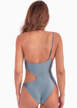 Vestido de baño entero con aberturas color azul para mujer - Flashy