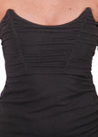 Vestido strapless con recogido color negro para mujer - Flashy